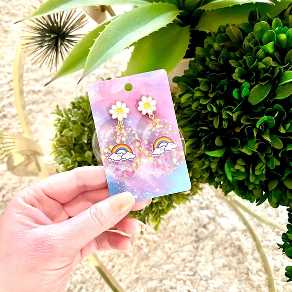 Lisa Frank Rainbow Sticker Earrings - Picture 3 of 4